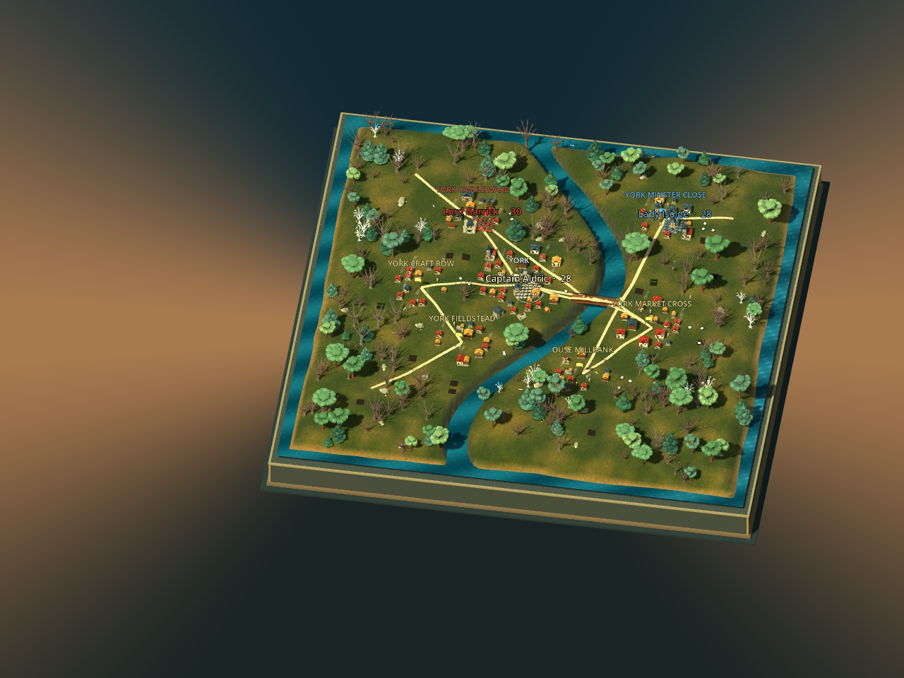 Full York settlement showing its districts and river crossings